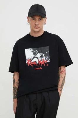 HUGO t-shirt bawełniany męski kolor czarny z nadrukiem 50504871