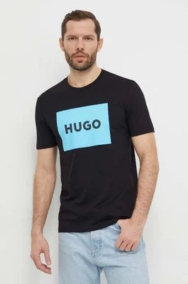 HUGO t-shirt bawełniany męski kolor czarny z nadrukiem 50467952