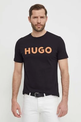HUGO t-shirt bawełniany męski kolor czarny z nadrukiem 50513309