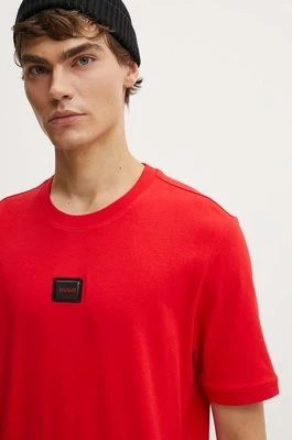 HUGO t-shirt bawełniany męski kolor czerwony gładki 50528171
