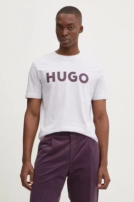 HUGO t-shirt bawełniany męski kolor fioletowy z nadrukiem 50467556