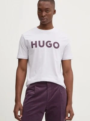 HUGO t-shirt bawełniany męski kolor fioletowy z nadrukiem 50467556