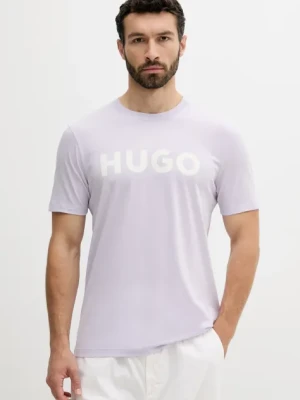 HUGO t-shirt bawełniany męski kolor fioletowy z nadrukiem 50467556