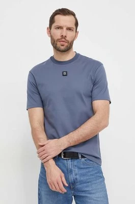 HUGO t-shirt bawełniany męski kolor niebieski gładki 50505201
