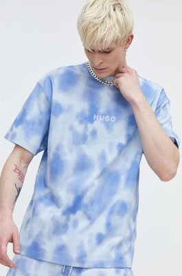 HUGO t-shirt bawełniany męski kolor niebieski wzorzysty 50509986