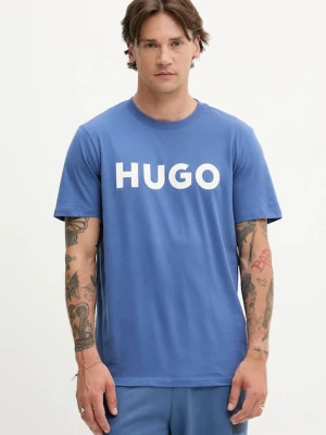 HUGO t-shirt bawełniany męski kolor niebieski z nadrukiem 50467556
