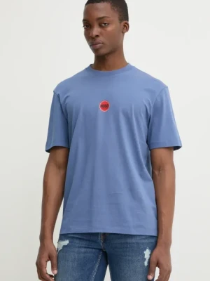 HUGO t-shirt bawełniany męski kolor niebieski z nadrukiem 50530647