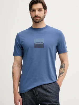 HUGO t-shirt bawełniany męski kolor niebieski z nadrukiem 50542784