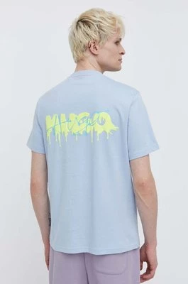 HUGO t-shirt bawełniany męski kolor niebieski z nadrukiem 50509966
