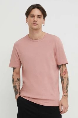 HUGO t-shirt bawełniany męski kolor różowy gładki 50480434