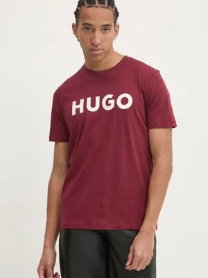 HUGO t-shirt bawełniany męski kolor różowy z nadrukiem 50467556