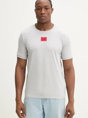 HUGO t-shirt bawełniany męski kolor szary z aplikacją 50447978