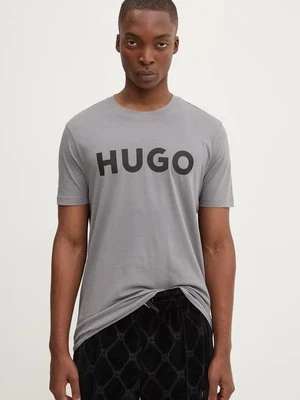 HUGO t-shirt bawełniany męski kolor szary z nadrukiem 50467556