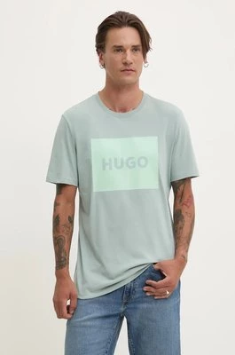 HUGO t-shirt bawełniany męski kolor szary z nadrukiem 50467952 50467952