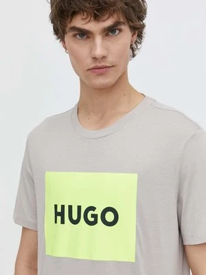 HUGO t-shirt bawełniany męski kolor szary z nadrukiem 50467952