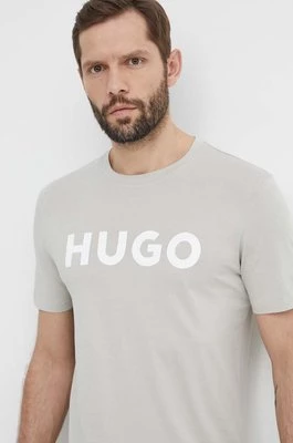 HUGO t-shirt bawełniany męski kolor szary z nadrukiem 50467556
