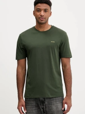 HUGO t-shirt bawełniany męski kolor zielony gładki 50466158