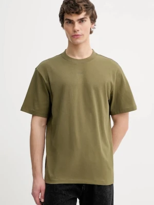 HUGO t-shirt bawełniany męski kolor zielony gładki 50488330