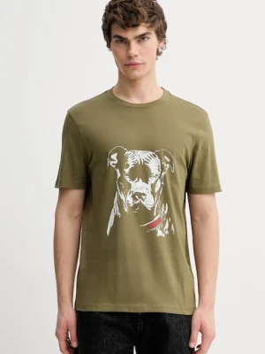 HUGO t-shirt bawełniany Dubrox męski kolor zielony wzorzysty 50553779