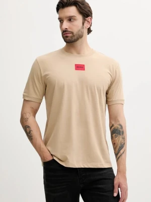 HUGO t-shirt bawełniany męski kolor zielony z aplikacją 50447978