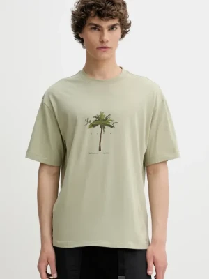 HUGO t-shirt bawełniany męski kolor zielony z nadrukiem 50538972