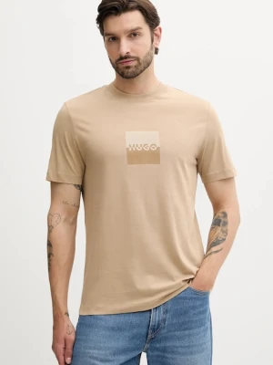 HUGO t-shirt bawełniany męski kolor zielony z nadrukiem 50542784