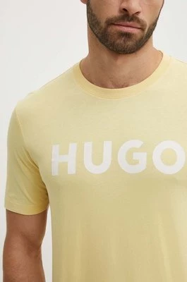 HUGO t-shirt bawełniany kolor żółty z nadrukiem 50467556