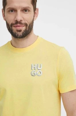 HUGO t-shirt bawełniany męski kolor żółty z nadrukiem 50508944