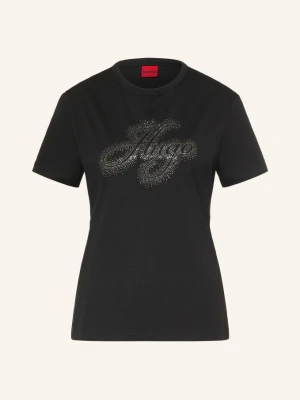 Hugo T-Shirt Damacia Z Kamieniami Ozdobnymi schwarz