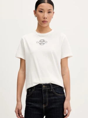 HUGO T-shirt damski bawełniany Damacia_8 beżowy