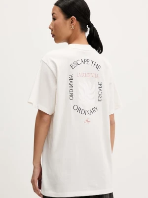 HUGO T-shirt damski bawełniany Vintage Tee_25 beżowy