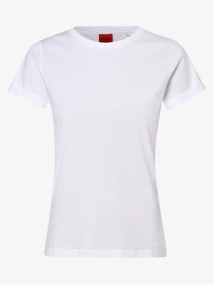 HUGO T-shirt damski Kobiety Bawełna biały jednolity,