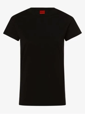HUGO T-shirt damski Kobiety Bawełna czarny jednolity,