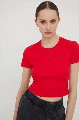 HUGO t-shirt damski kolor czerwony