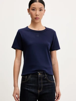 HUGO T-shirt damski z bawełną Deloris granatowy