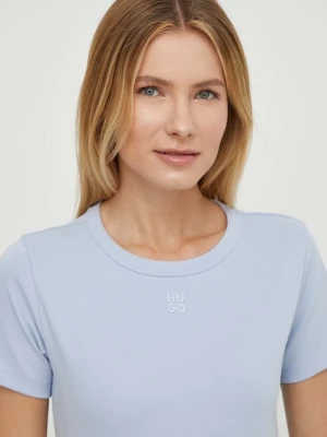 HUGO T-shirt damski z bawełną Deloris niebieski