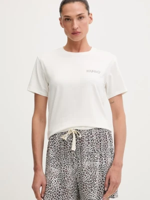 HUGO T-shirt damski z modalem CASUAL T-SHIRT beżowy