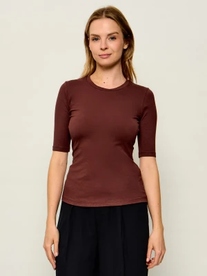 HUGO T-shirt Darnelia | Slim Fit brązowy