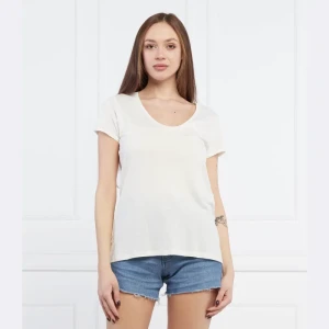 HUGO T-shirt Dazalea | Relaxed fit | z dodatkiem lnu