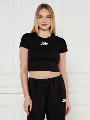 HUGO T-shirt Delanor_2 | Cropped Fit czarny
