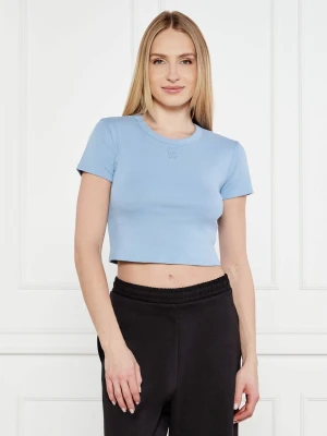 HUGO T-shirt Delanor | Cropped Fit niebieski