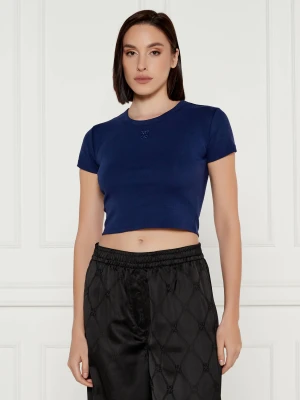 HUGO T-shirt Delanor | Cropped Fit granatowy