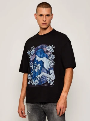 HUGO T-shirt Difluro | Oversize fit czarny