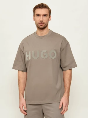 HUGO T-shirt Dinkee | Oversize fit beżowy
