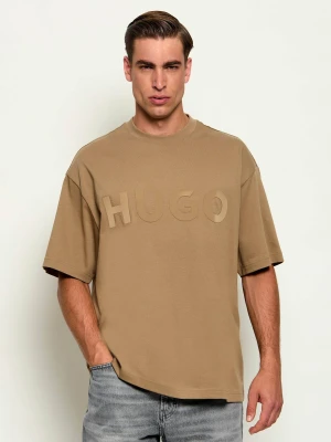 HUGO T-shirt Dinkee | Oversize fit beżowy