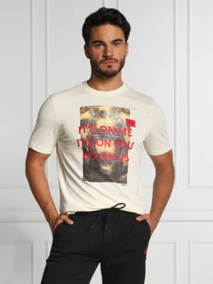 HUGO T-shirt Dinseng | Straight fit kremowy