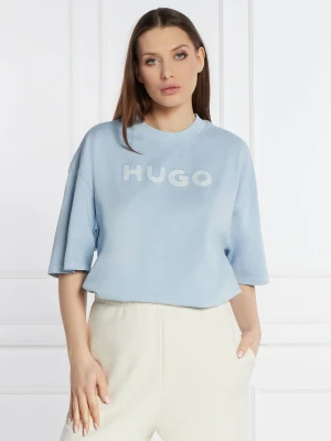 HUGO T-shirt Drisela | Oversize fit błękitny