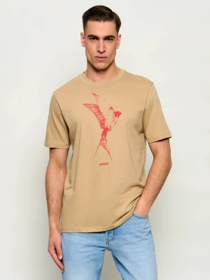 HUGO T-shirt Duhorse | Regular Fit beżowy