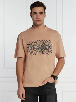 HUGO T-shirt Dunic | Relaxed fit brązowy