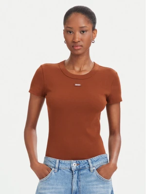 HUGO T-Shirt Easy 50523924 Brązowy Slim Fit